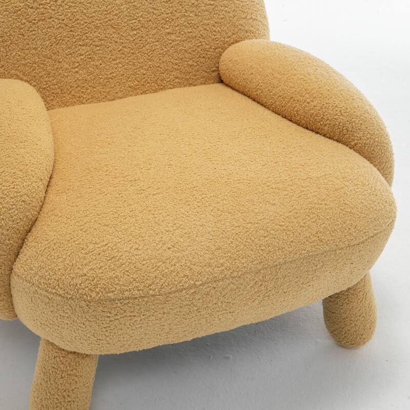 SEYNAR Modern Faux Sherpa Upolstered High Back Armless Accent Chair