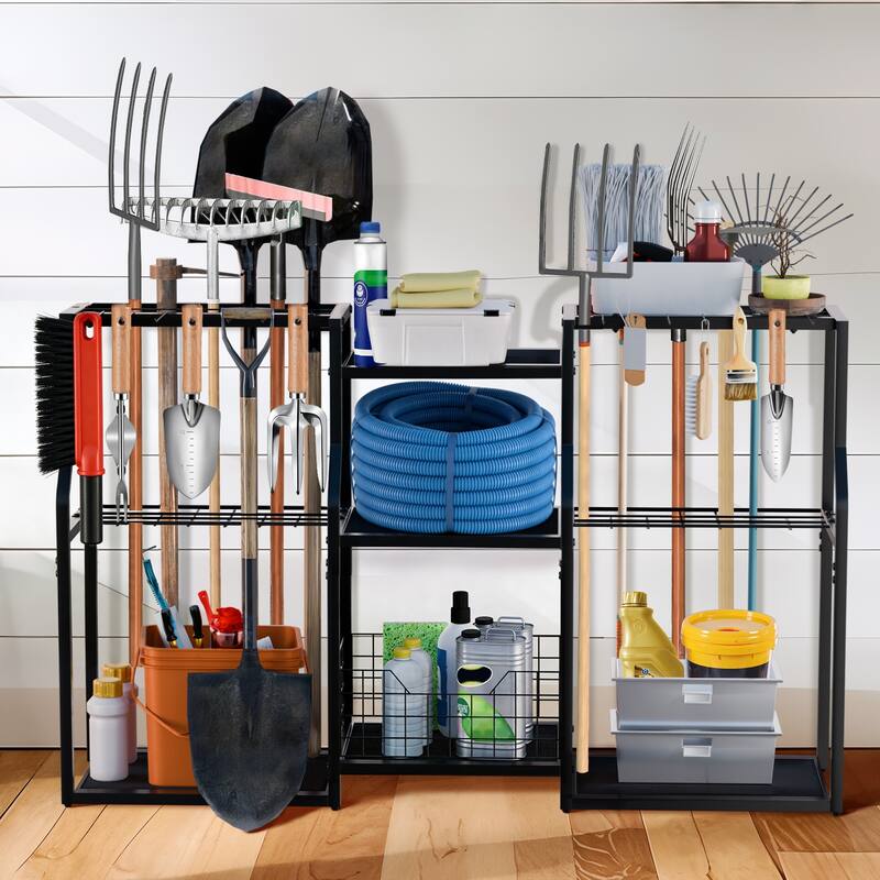 Garden Tool Organizer Stand Organization Yard Tool Racks with wheels