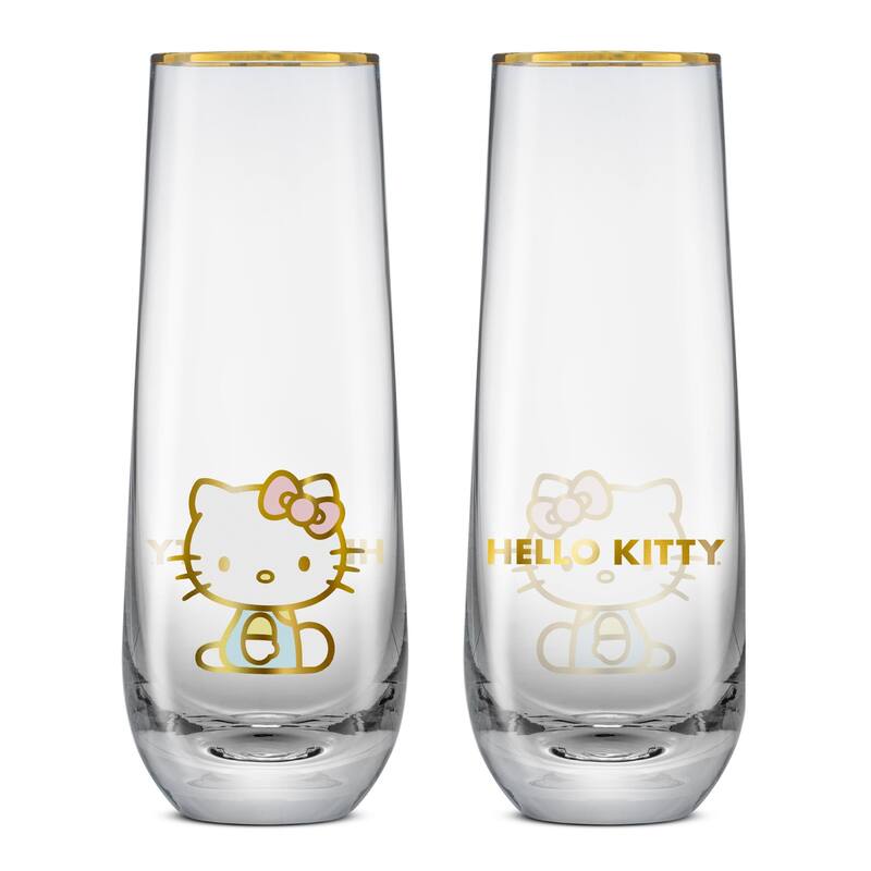Hello Kitty® Stay Gold Stemless Flutes - 9.4 oz - Set of 4