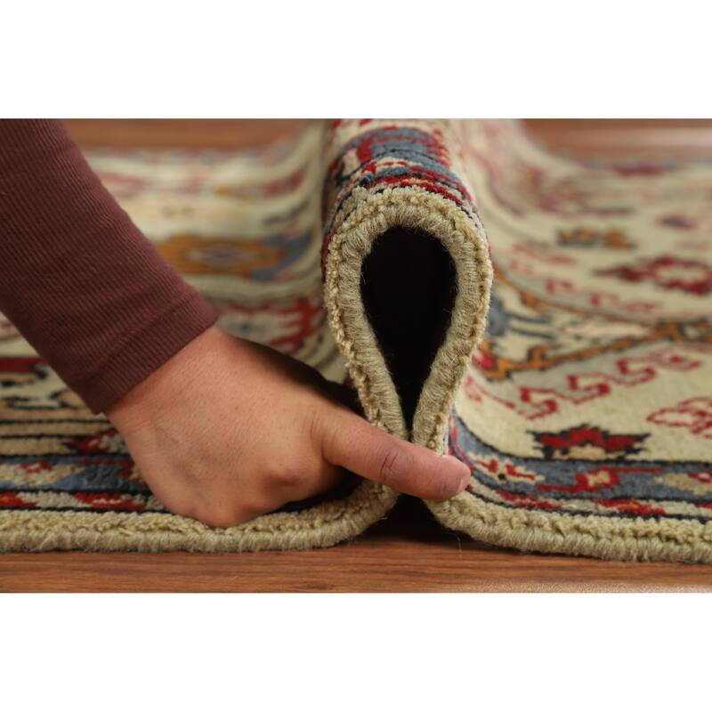 Hand Knotted Oriental 100% Wool Carpet Transitional Geometric Green Oushak Area Rug - 5' 10'' X 3' 11''