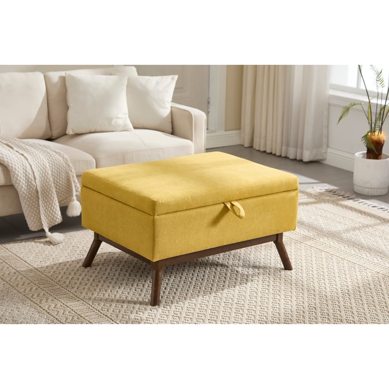 Mid-century Modern Square Coffee Table, Storage Ottoman with Flip Top, Shoe Bench with Hidden Storage Compartment
