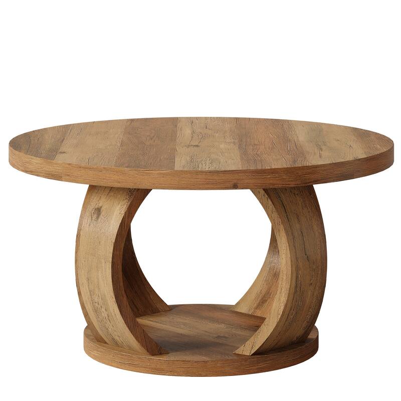 31.5-Inch Round Coffee Table, 2-Tier Circle Center Table