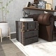 preview thumbnail 8 of 6, Vintage Vibes Grey Linen And Wood Trunk Accent Side End Table