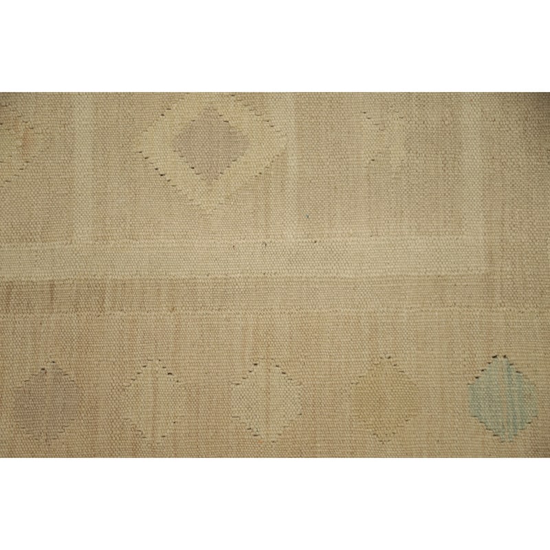 Hand Woven Oriental 100% Wool Carpet Southwestern Tribal Beige & Ivories Kilim Area Rug - 10' 2'' X 7' 9''