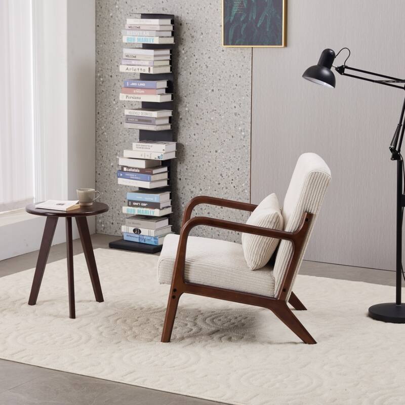 Anmytek Mid Century Modern Vintage Luxury Accent Chair and Coffee Table Set Leisure Living Room Bedroom Relaxation Furniture