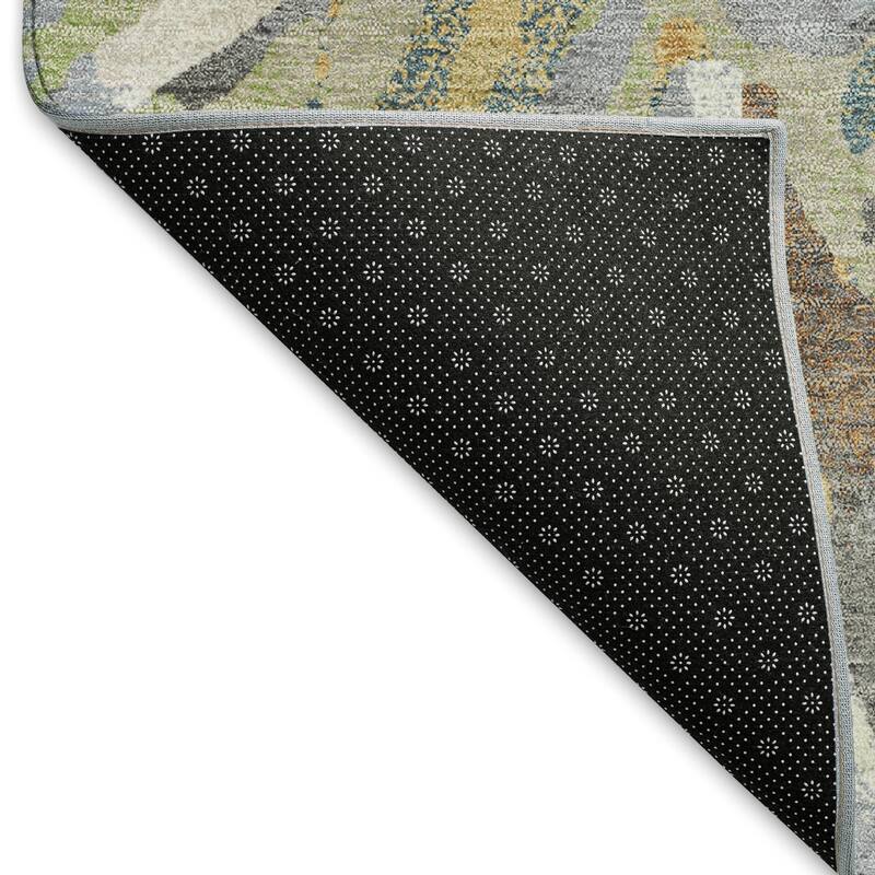 Machine Washable Indoor/ Outdoor Abstract Floral Chantille Rug