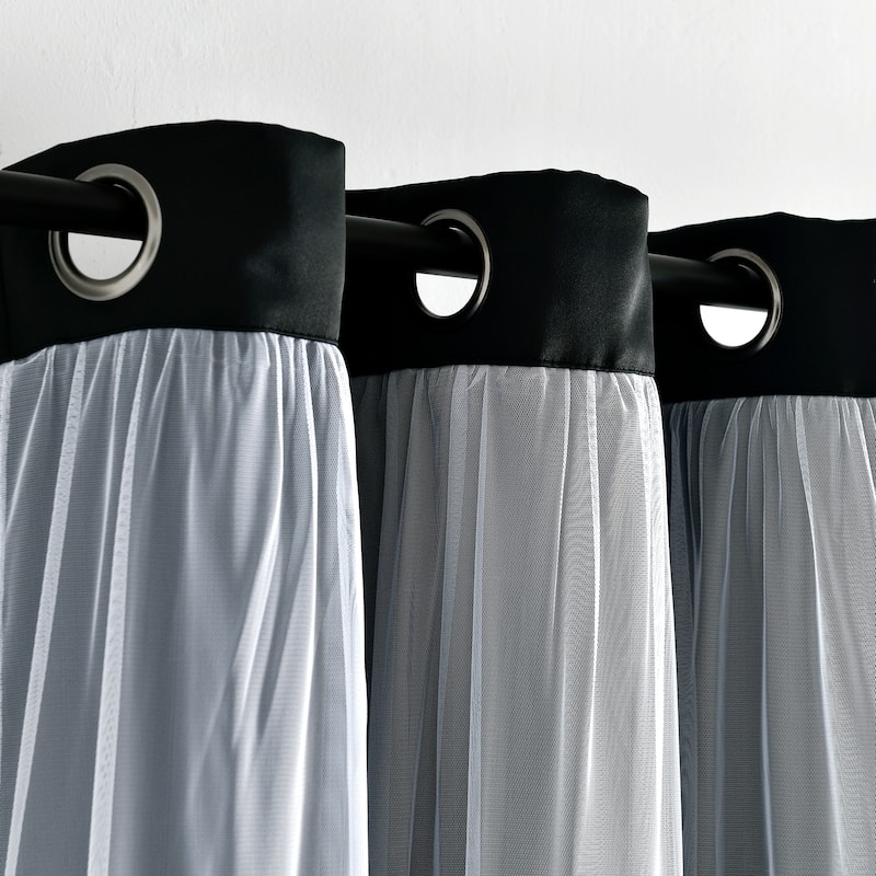 Lush Decor Grommet Sheer Panel Pair with Insulated Blackout Lining