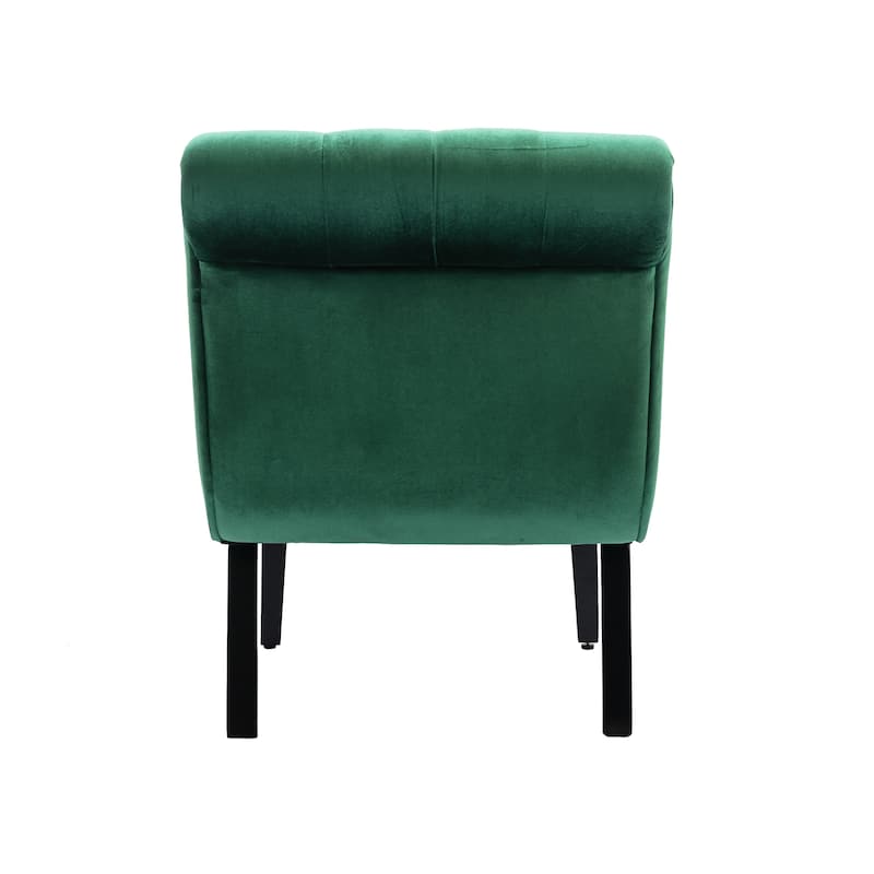 Green Modern 22.83" Upholstered Buttons Tufted Accent Chair with Wooden Legs for Living Room