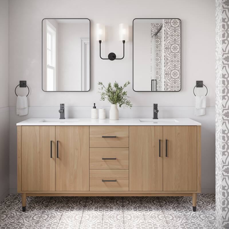Fresca FCB4472-CWH-U Sawyer 72" Free Standing Double Basin Vanity Set