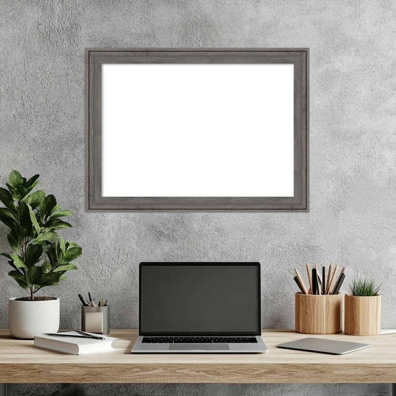 Amanti Art Regis Barnwood Grey Narrow Framed Dry Erase Magnetic Board