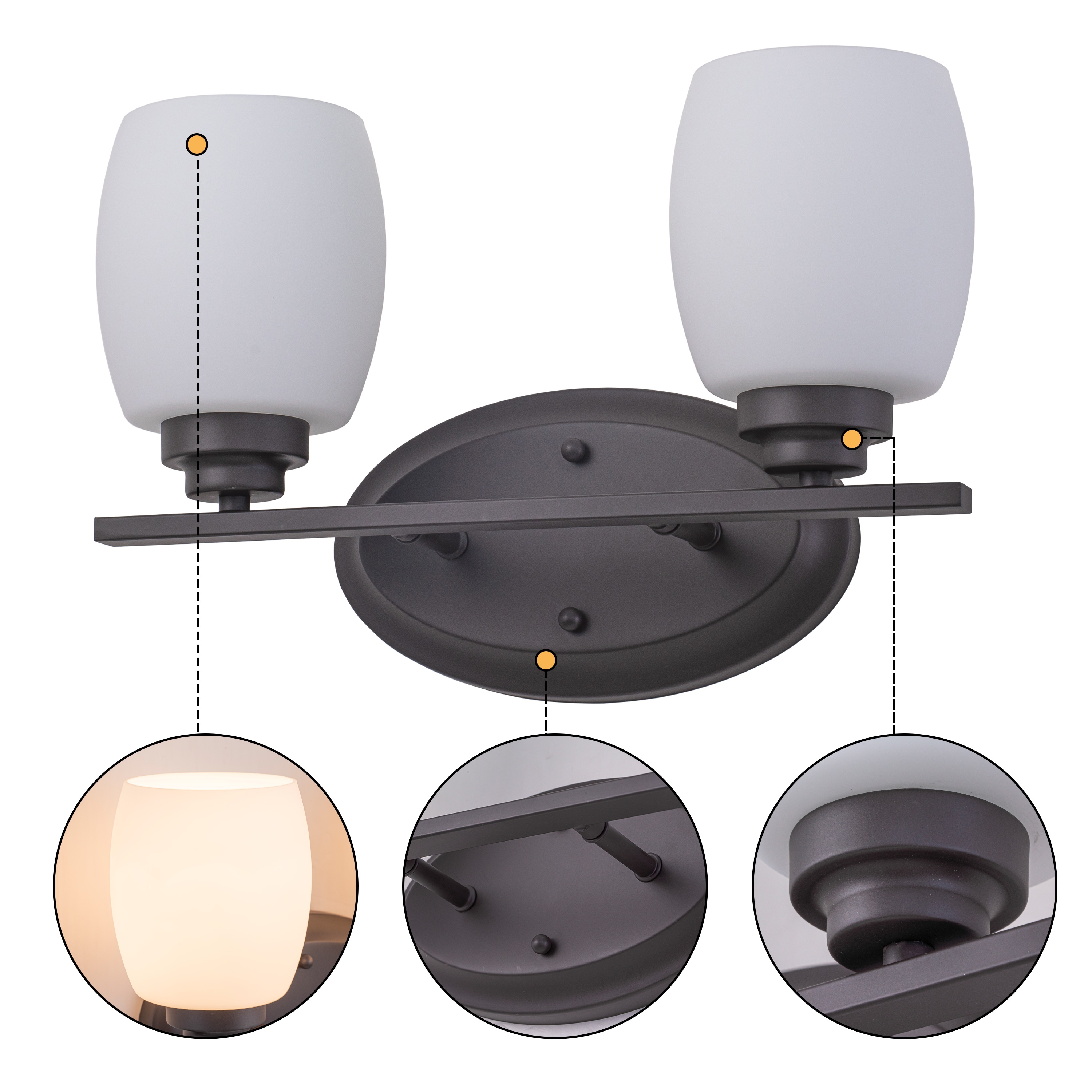 C Cattleya Vanity Light Indoor Wall Sconce Light with White Opal Glass