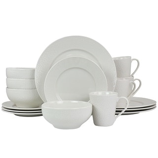 Elama Jasmine 16 Piece Porcelain Dinnerware Set in White - 8' x 10 ...