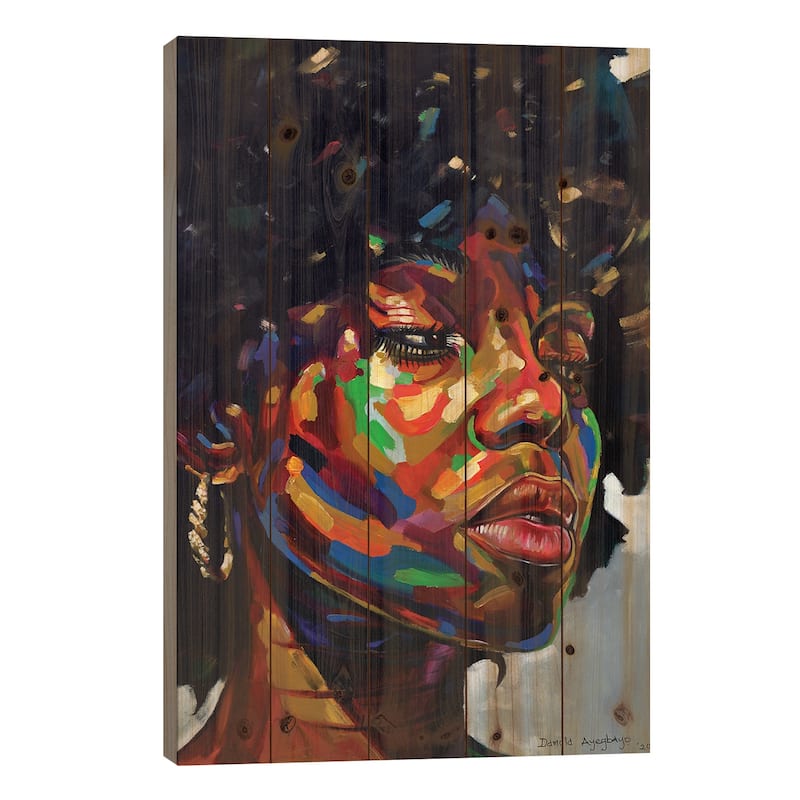 Free But Hungry III Print On Wood by Damola Ayegbayo - Multi-Color - 26x18x1.5