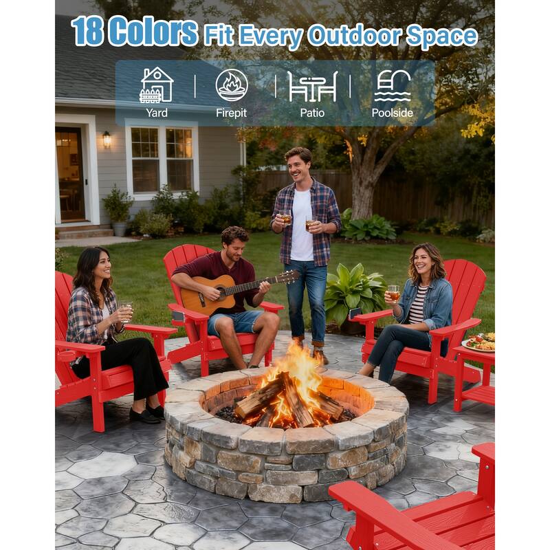 WINSOON All Weather HIPS Outdoor Plastic Adirondack Chairs Set of 4