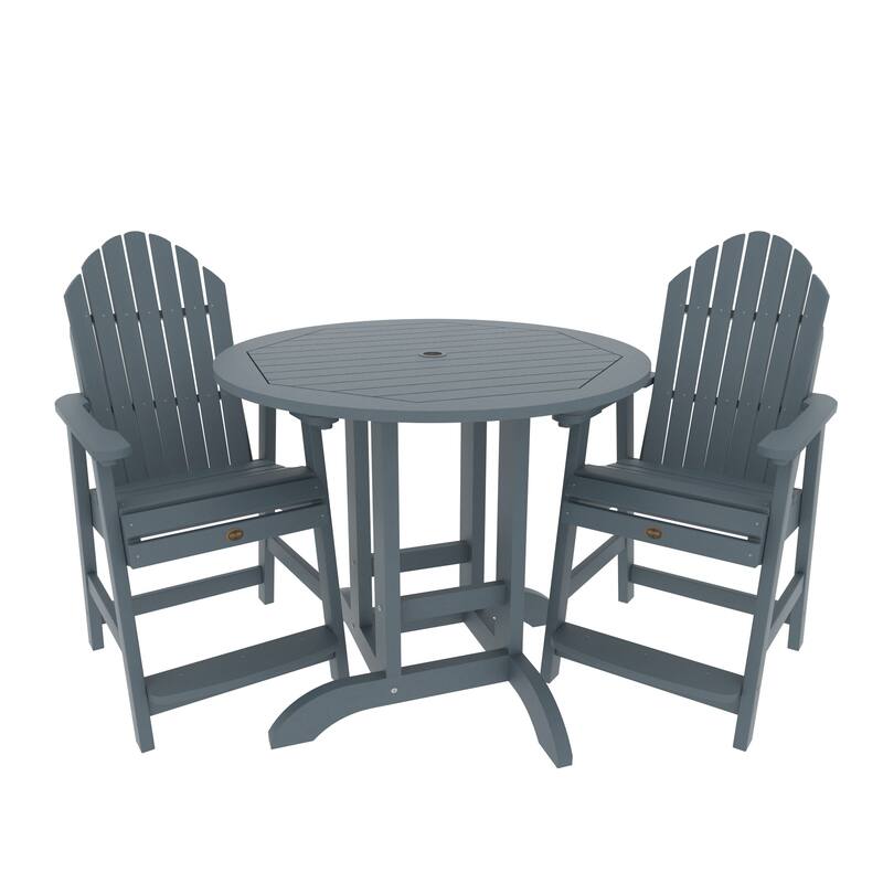 Highwood Commercial 3-Piece Adirondack 36" Bistro Counter Height Dining Set - Nantucket Blue