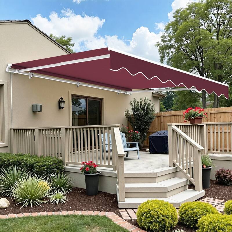 MCombo13x8Feet Manual Retractable Patio Door Window Awning Sunshade Shelter Outdoor Canopy