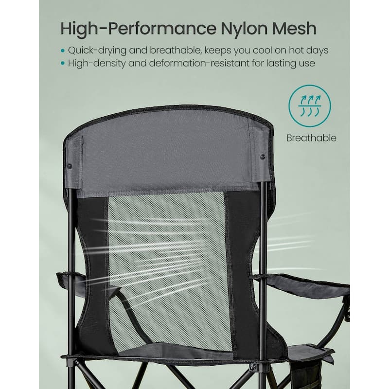Set of 2 Foldable Camping Chairs with Mesh Back and Cup Holder Include Carry Bag for Outdoor Use - 20.3"D x 34"W x 38.2"H
