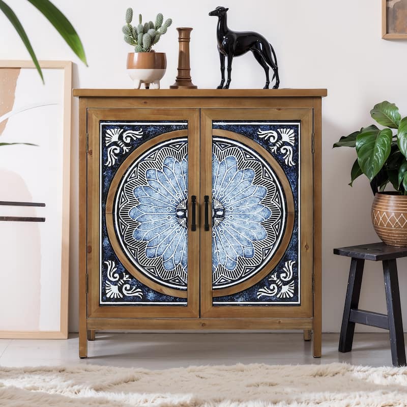 Vintage Storage Accent Cabinets for Bedroom Living Room Small Sideboard Buffet Entryway Cabinet - Blue