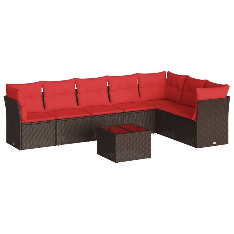 vidaXL Patio Sofa Set with Cushions Outdoor Furniture 8 Piece Poly Rattan - 21.7 x 24.4 x 27.2