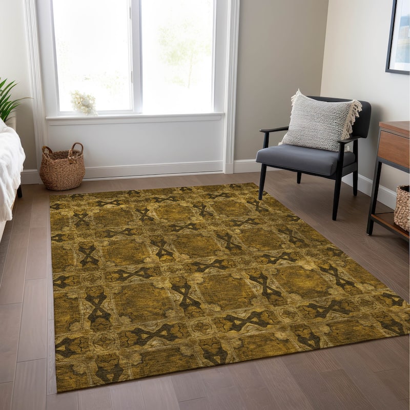 Machine Washable Indoor/ Outdoor Boho Medallions Chantille Rug