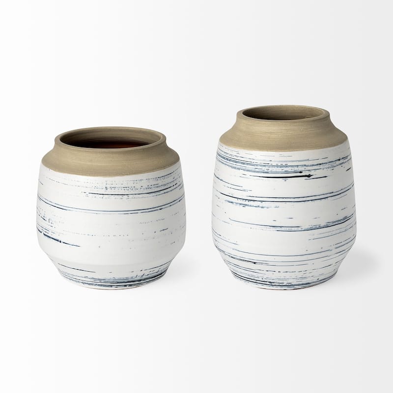Sonnett White And Blue Ceramic Vase (Short)