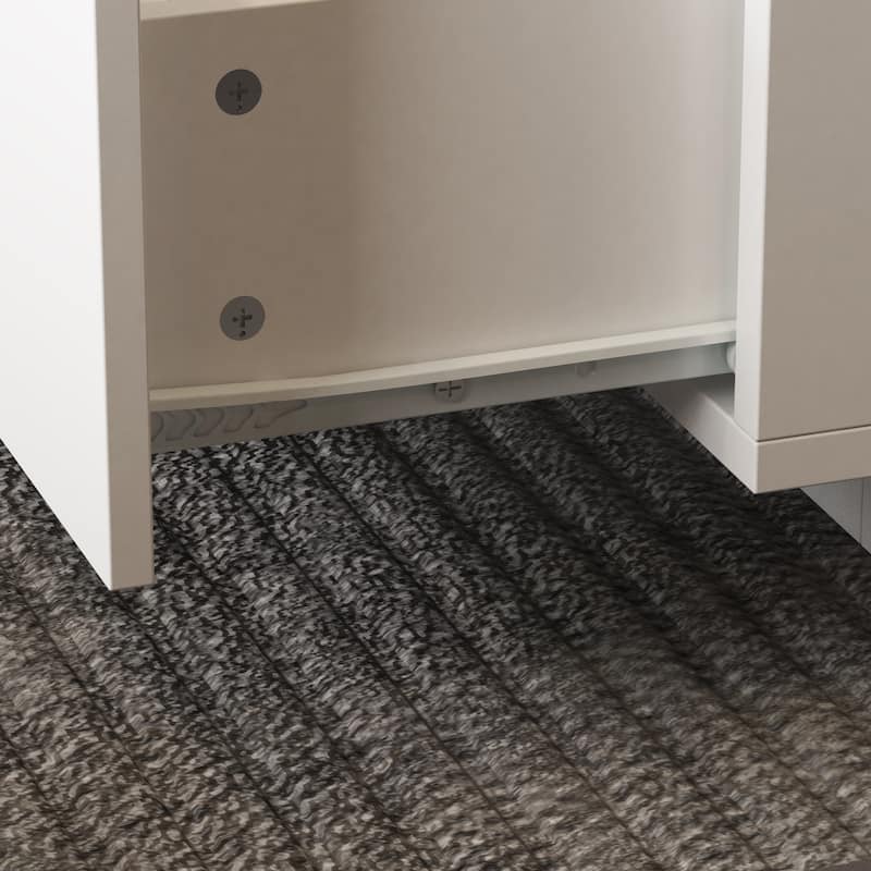 Storage Masterpiece Contemporary White Coffee Table Colorful LED Edge - 55.1"W