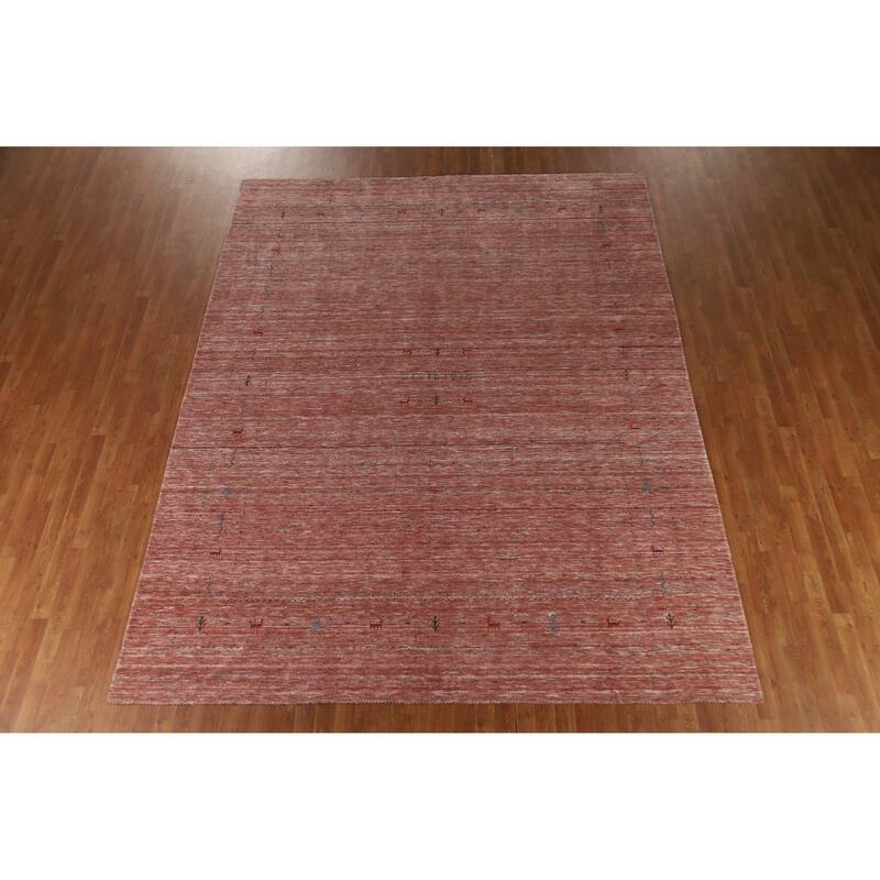 Hand Knotted Oriental 100% Wool Carpet Tribal Animal Pictorial Oranges & Rust Gabbeh Area Rug - 11' 3'' X 9' 0''