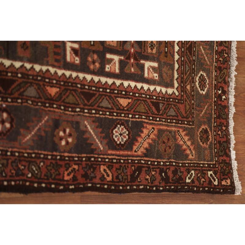 Heriz Persian Vintage Runner Rug Hand-knotted Wool Carpet - 3'8"x 11'4"