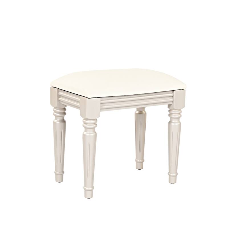 Luxury Vanity Desk w/Round Mirror,Height-Adjustable,Dressing Table Set