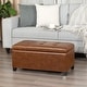 preview thumbnail 5 of 8, Adeco 31" Faux Leather Tufted Storage Ottoman Bench - Brown - 30.7"X15.5"X15.1"
