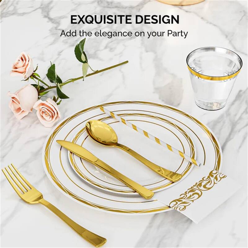 800 Pieces Silver Disposable Dinnerware Set