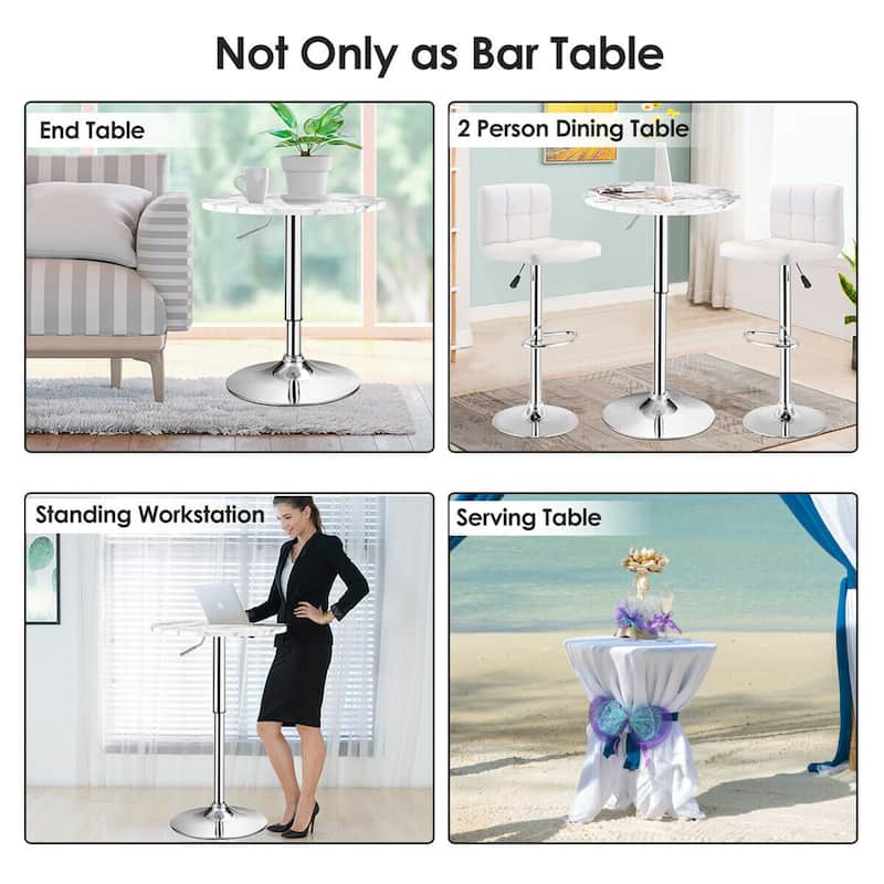 Gymax Set of 2 360-degree Swivel Round Pub Bar Table Height Adjustable - See Details