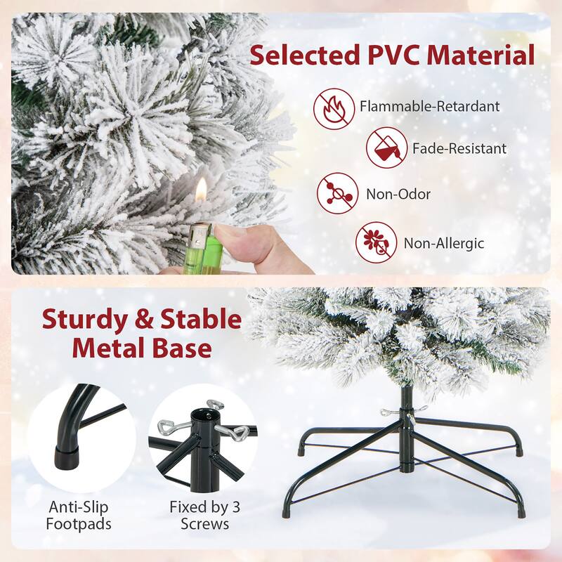 Gymax 4.5/6/7 FT Pre-Lit Artificial Christmas Tree Slim Pencil Xmas
