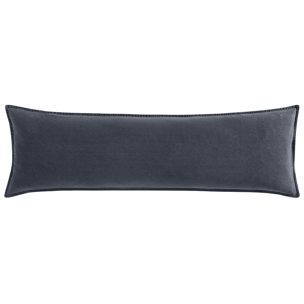 HiEnd Accents Stonewashed Cotton Canvas Rustic Traditional Long Lumbar Pillow, 14"x42"
