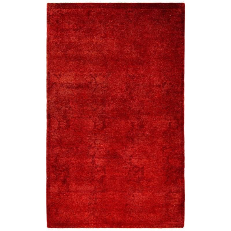 Overdyed One-of-a-Kind Hand-Knotted Area Rug - Orange - 3' 3" x 5' 2"