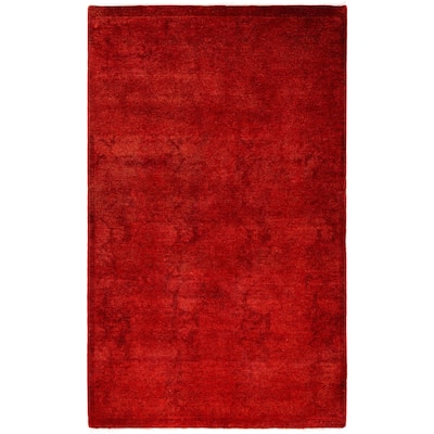 Overdyed One-of-a-Kind Hand-Knotted Area Rug - Orange - 3' 3" x 5' 2"