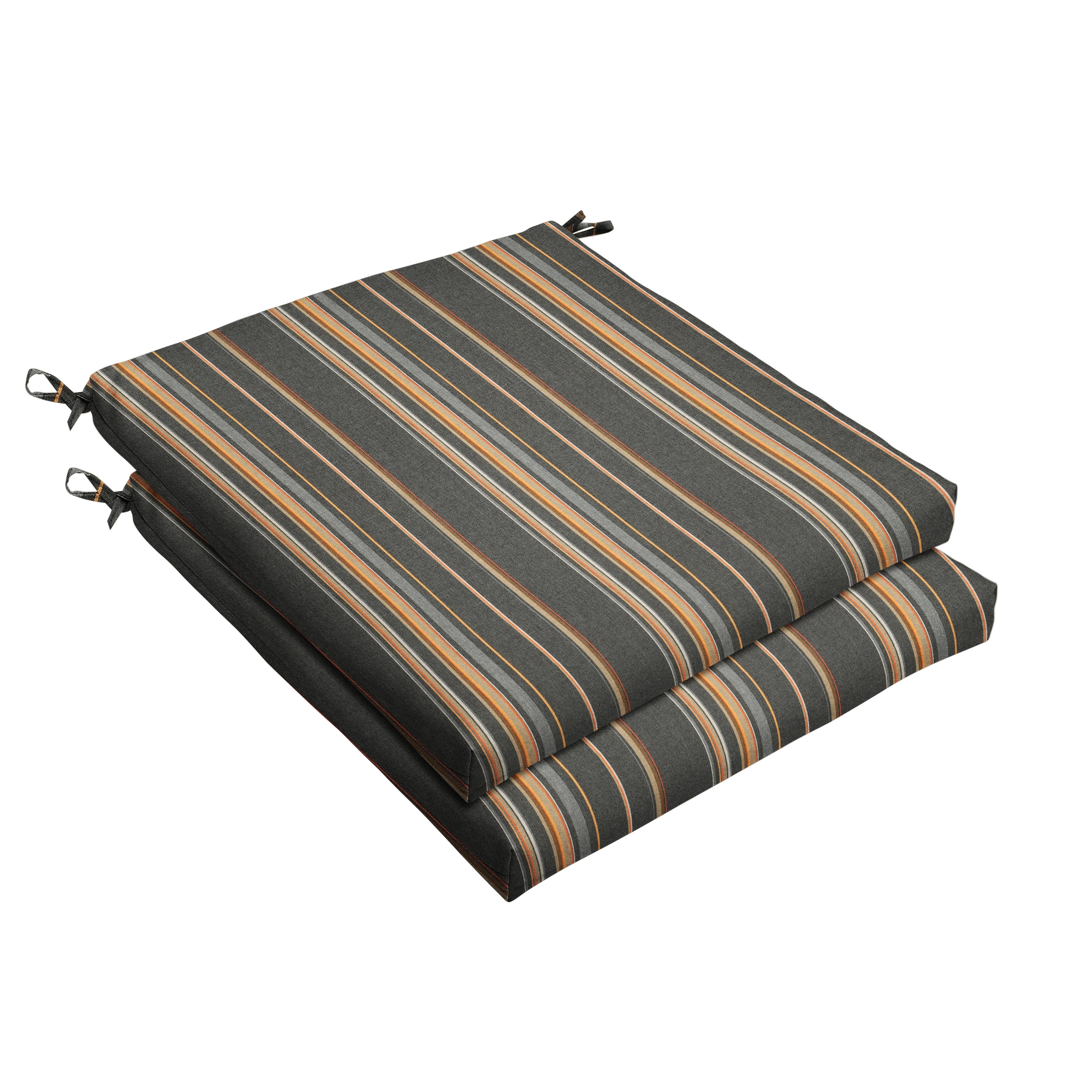 Sorra Home Grey/ Orange Stripe Indoor/ Outdoor 19-inch Chair Cushion with Sunbrella Fabric