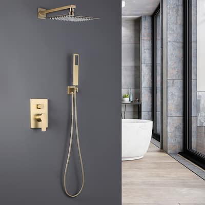 Concealed Square Two-Function Two-Handle Bathroom Shower Set Shower System with Rough-In Valve