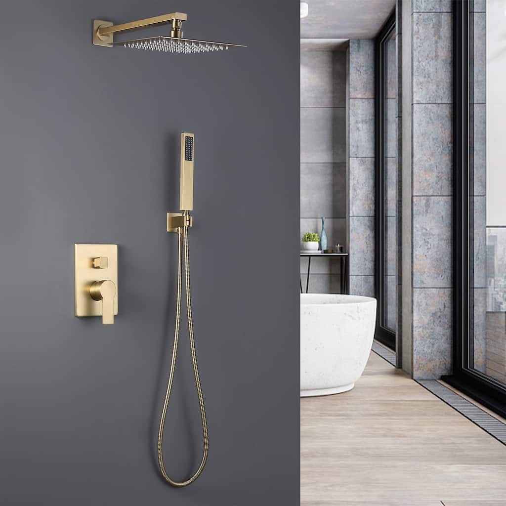Concealed Square Two-Function Two-Handle Bathroom Shower Set Shower System with Rough-In Valve