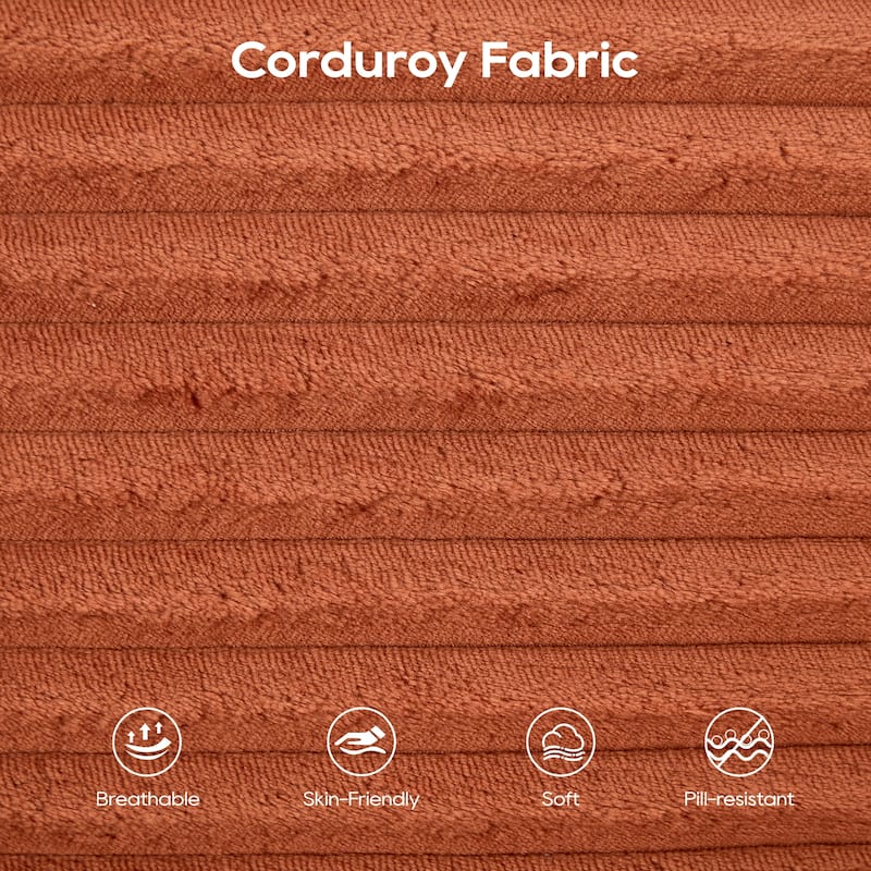 Corduroy 2-in-1 Convertible Loveseat Sofa Upholstered Deep Seat Sofa w2 Pillows Tufted Couch Livingroom Recliner Sofa