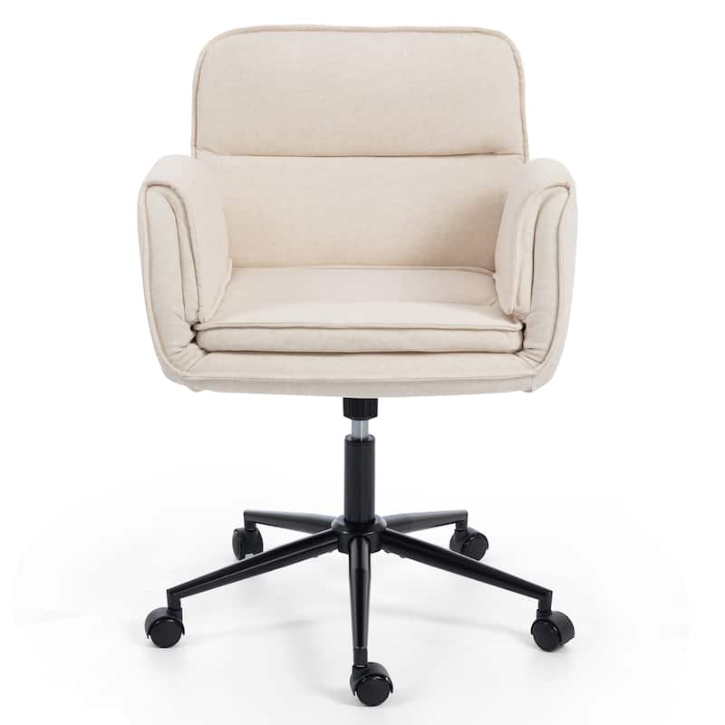 Criss Cross Chair with 5-Gear Adjustable Armrests & Wheels, Ergonomic Thickened Backrest Swivel Desk Chair for Home Office