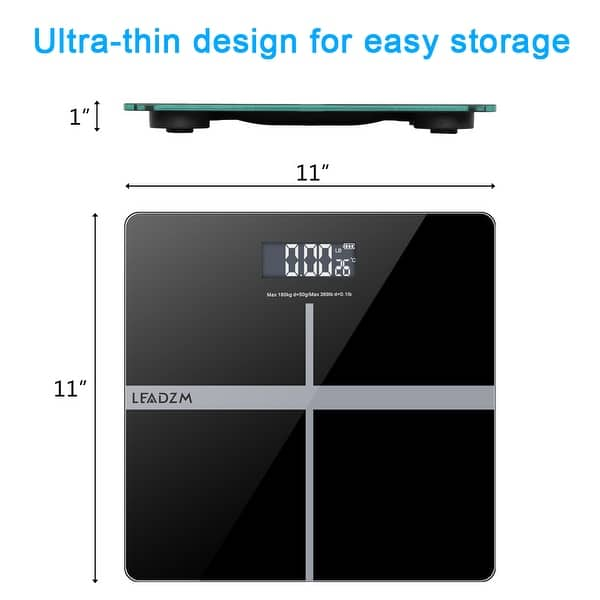 Travel Bathroom Digital Body Scale With Pop Out Display ? Tempered Glass  Electronic LCD Screen, Battery Powered, LBs and Kilos by Bluestone 