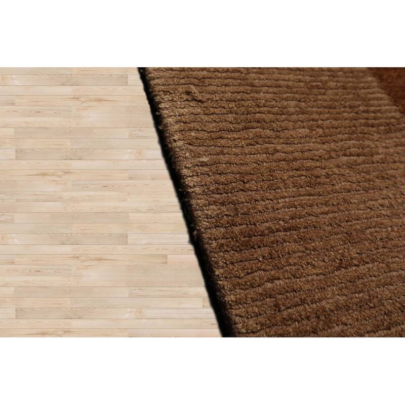 Hand Knotted Beige Tibetan Wool & Silk Modern Oriental Area Rug - 9' x 11' 11''