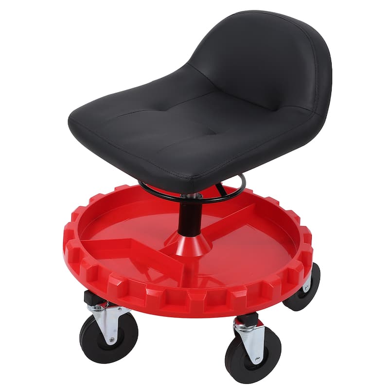 Mobile Rolling Mechanic Stool, Rolling Garage Stool - N/A - Black