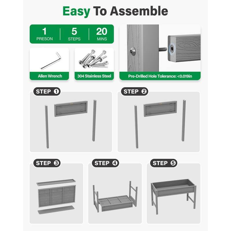 WINSOON All Weather HIPS Raised Garden Bed with Drainage Holes