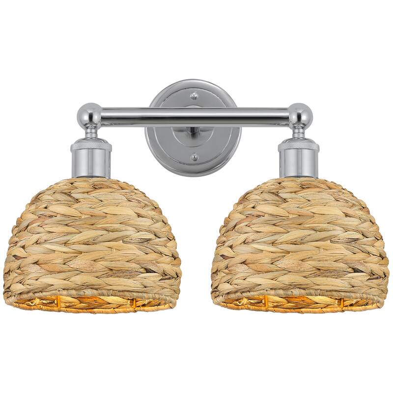 Innovations Lighting Endless Possibilities Edison - Woven Rattan - 2 Light 17" Bath Vanity Light - Polished Chrome