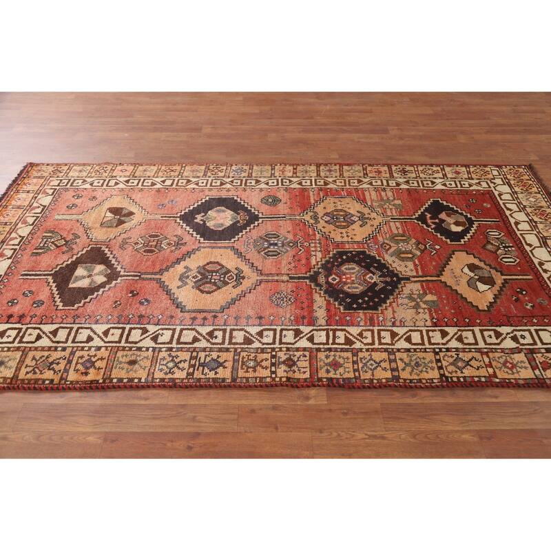 Hand Knotted Oriental 100% Wool Carpet Traditional Geometric Red Lori Area Rug - 7' 10'' X 4' 0''