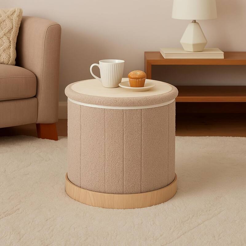 Aria Home Teddy Fabric Ottoman Coffee Table with Hidden Storage