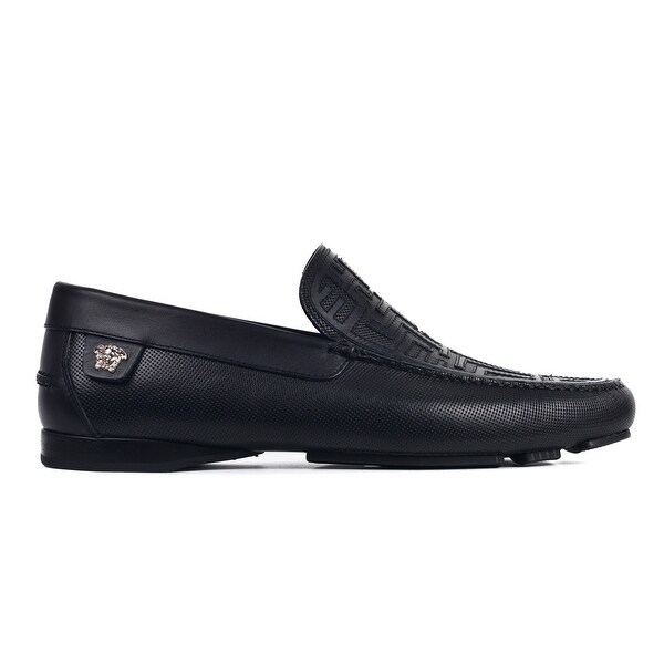 black and silver mens loafers