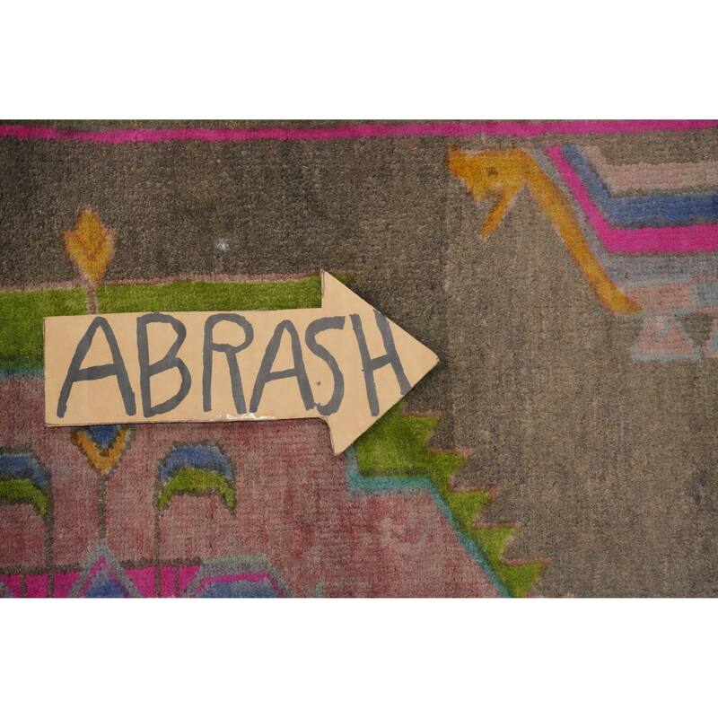 Hand Knotted Oriental 100% Wool Carpet Traditional Tribal Greys & Charcoal Meshkin Runner Rug - 10' 3'' X 4' 2''